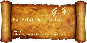 Gergelyi Henrietta névjegykártya